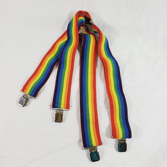 Other - Rainbow Clip Suspenders Wide Elastic One Size